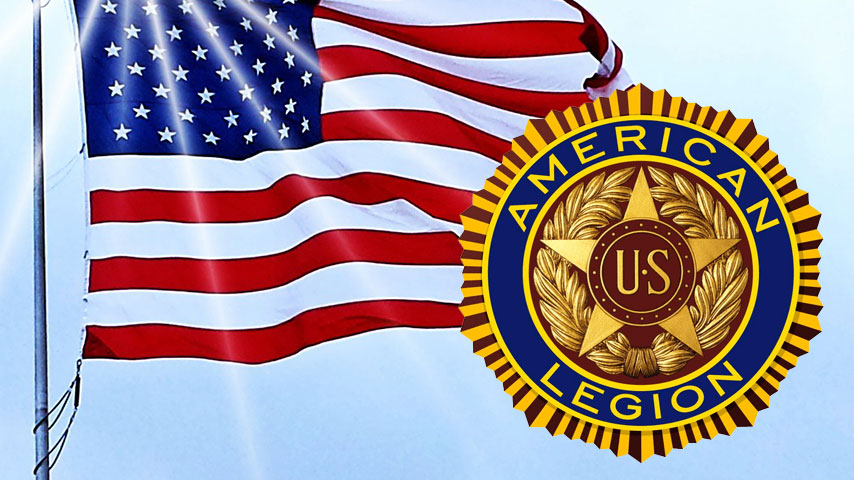 American flag with American Legion logo